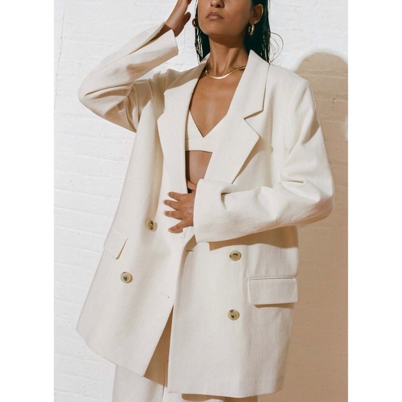 Mara Hoffman Oversized Saubirah Off-White Blazer Jacket - Picture 1 of 8